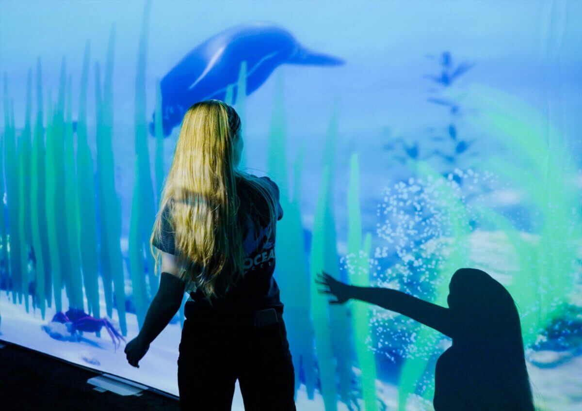 One Blue Voice children visiting design immersive experience with 3D storytelling worlds