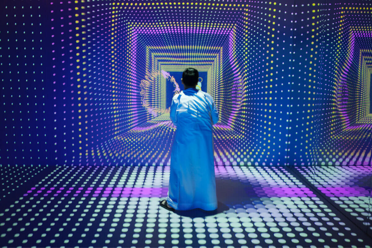 Prototyping Museum of the Future UAE Gaming Obesity visitors try Fitzania an immersive 3D game that encourages to exercise