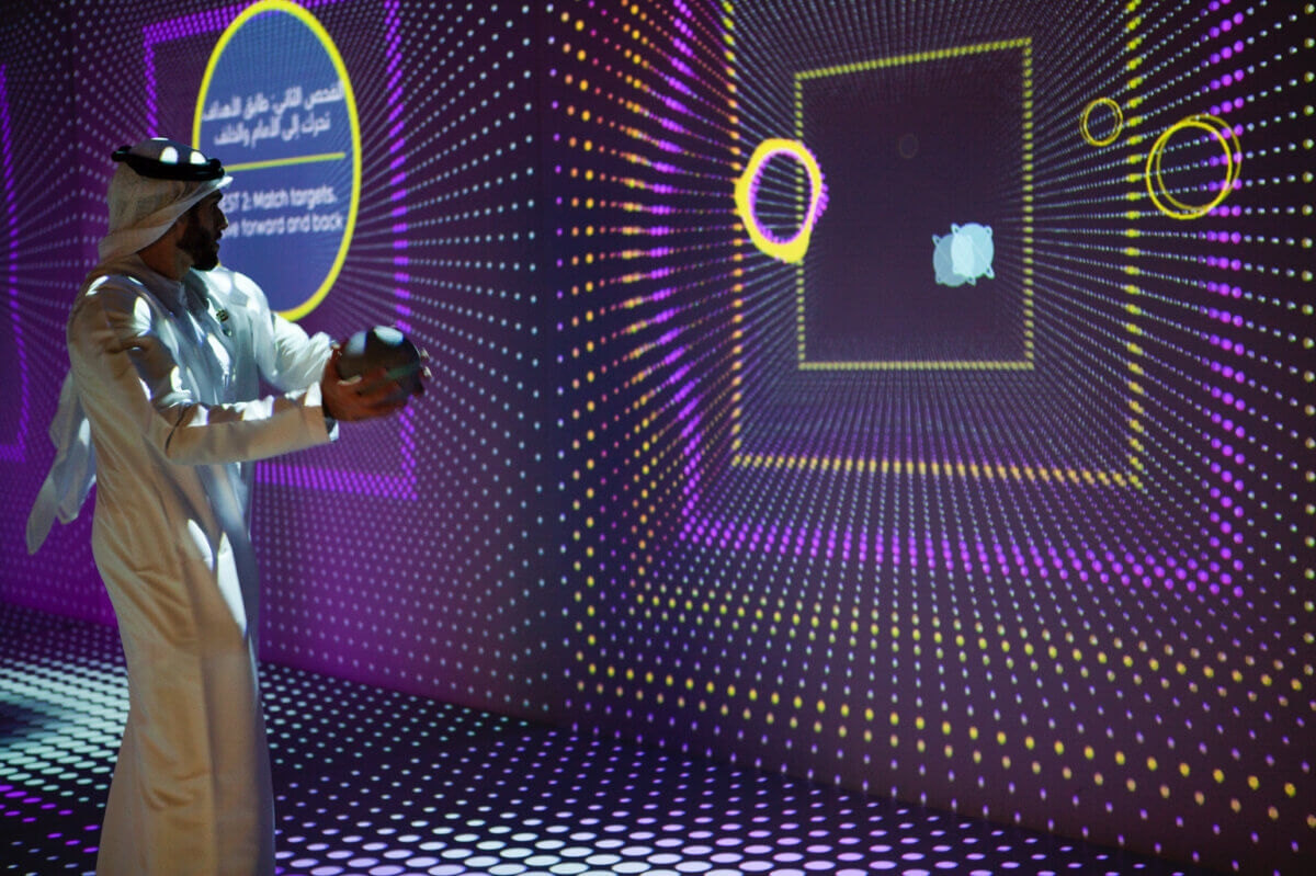 Prototyping Museum of the Future UAE Gaming Obesity visitors try Fitzania an immersive 3D game that encourages to exercise
