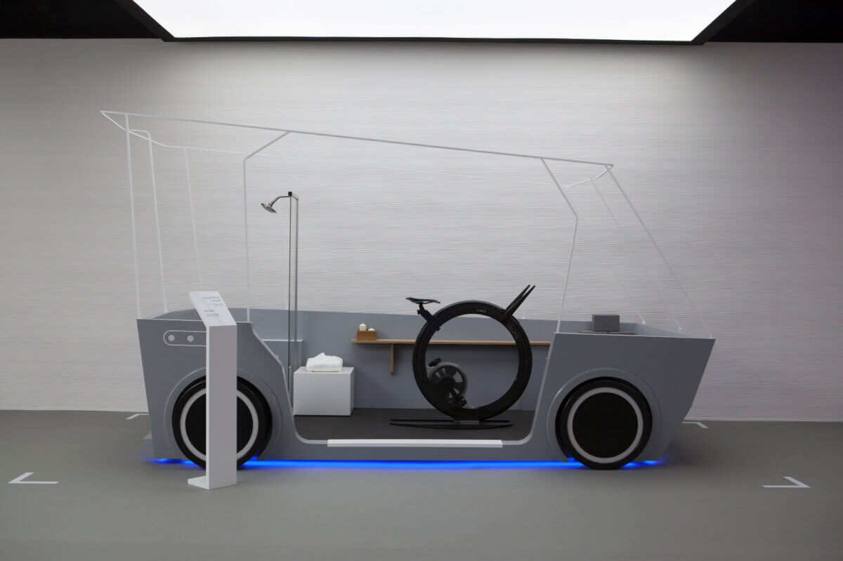 Prototyping Museum of the Future UAE Smart Mobility exhibit gym car where you can exercise during your commute