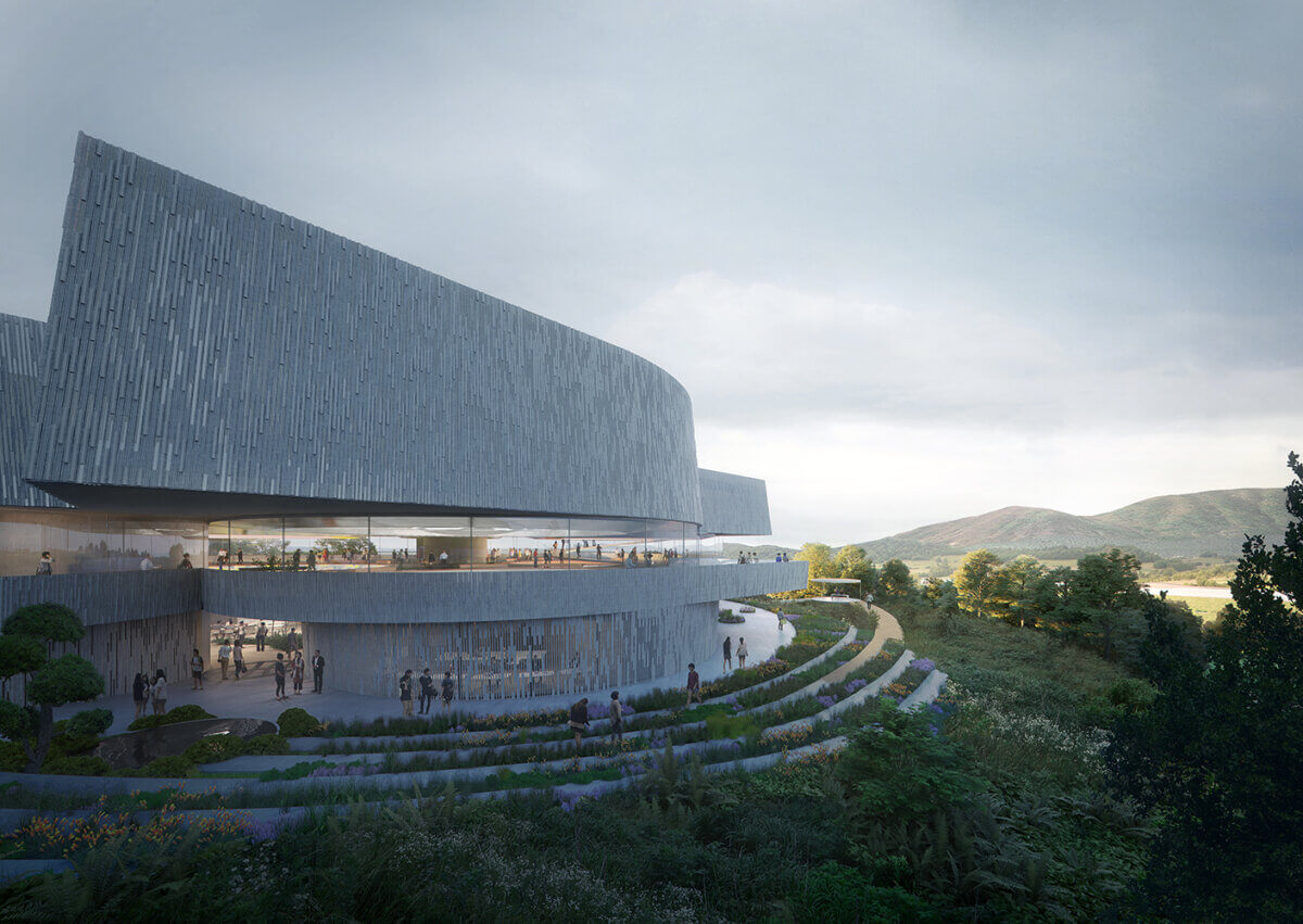 UNStudio Challenge Museum exterior view future of Korea exhibit design historical challenges museum exhibit natural world exploration museum