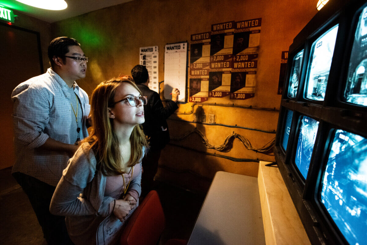 Participants scoring credits in the interactive game