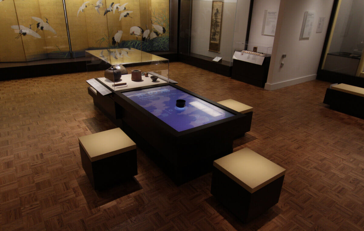Digital Japanese tea table experience Asian art Multisensory museum installation