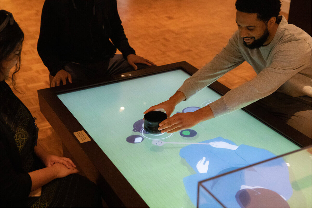 Digital Japanese tea table experience Asian art Multisensory museum installation