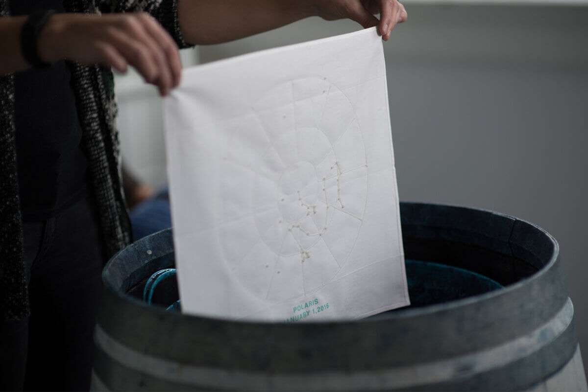 Cotton scarves dyed with traditional indigo dye astoronomy