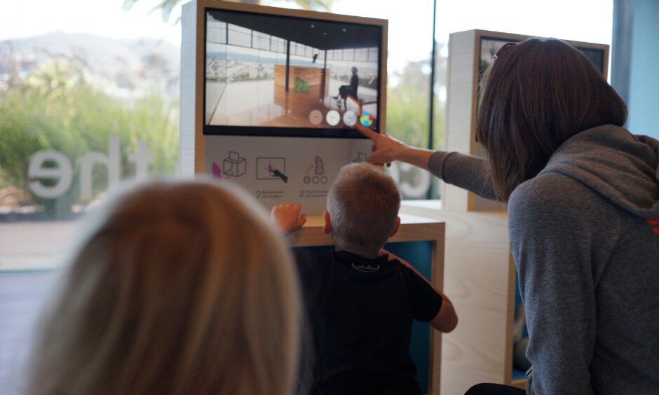 Hands-on art activity at San Francisco's de Young Museum with modern art installations for kids and families with technology