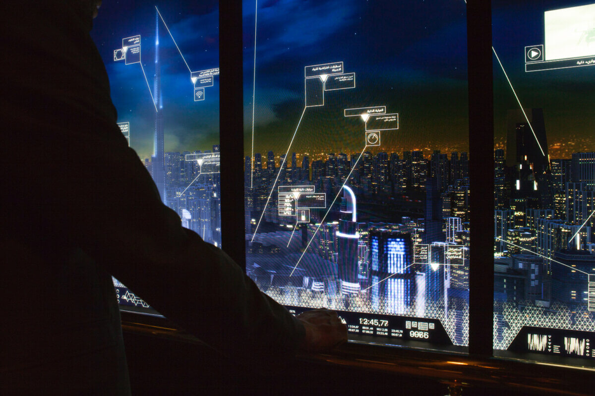 Panoramic view of Dubai 2025 interactive museum design installation