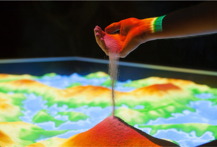 Digital sandtable learning experience hands-on museum experience