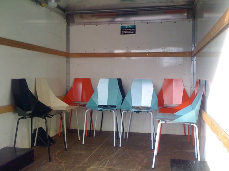 Collection of Real Good chairs in public space