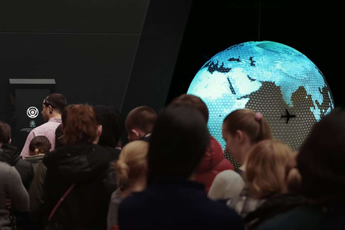 Event participants waiting to try the Imagination Machine