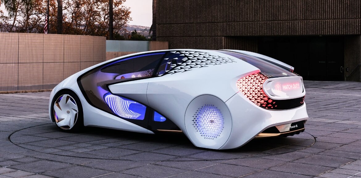 Future Toyota design for smart car with consumer electronices with AI at CES