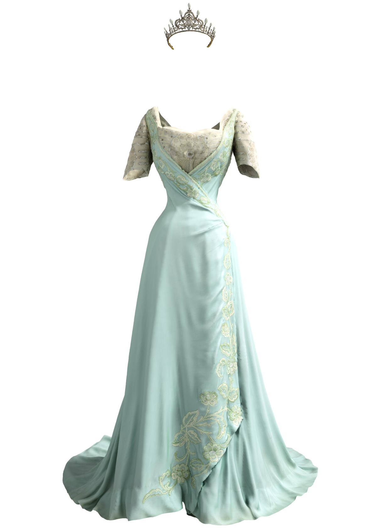 Digital 3D depiction of one of the Queen Maud's ball gowns generated by Tellart