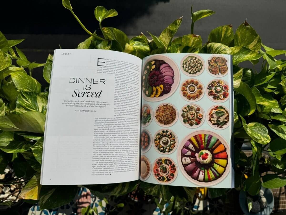 Vogue Singapore, Dinner 2050, Future Food, COP 28, Sustainable Food, AI, Interactive Installation, Pavilion, Craftsmanship, Tellart, Dubai, UAE